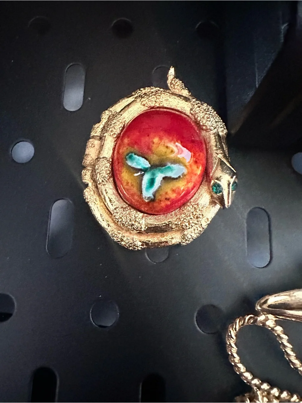 Mixed Vintage Brooch and charm Lot - Gold, Silver, Red Accents